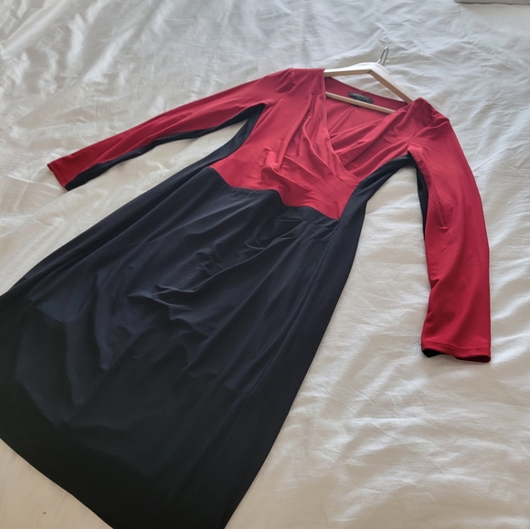 Ralph Lauren long sleeve red black block dress in size 4 - Picture 2 of 5